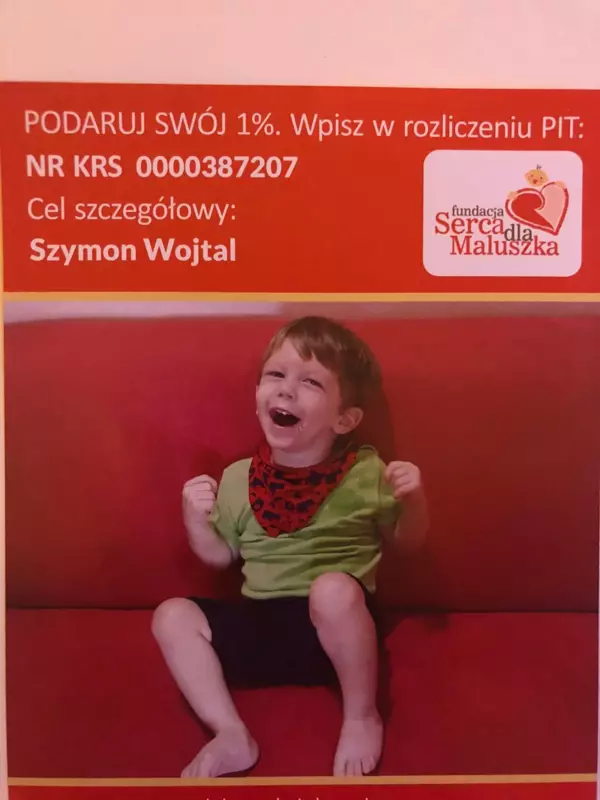 Przekaż 1% podatku na rzecz Szymona